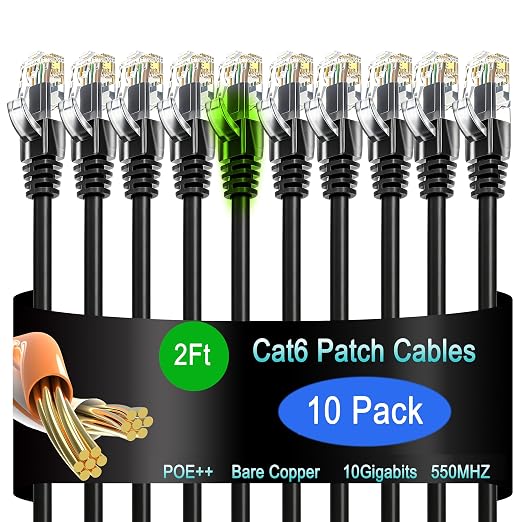Cat6 Ethernet Patch Cable 2 ft, Cat6 Patch Cable by Lysymixs