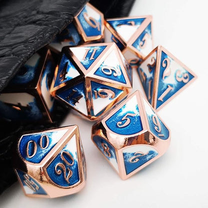Haxtec Metal DND Dice Set Copper Blue White D&D Dice - Image 4