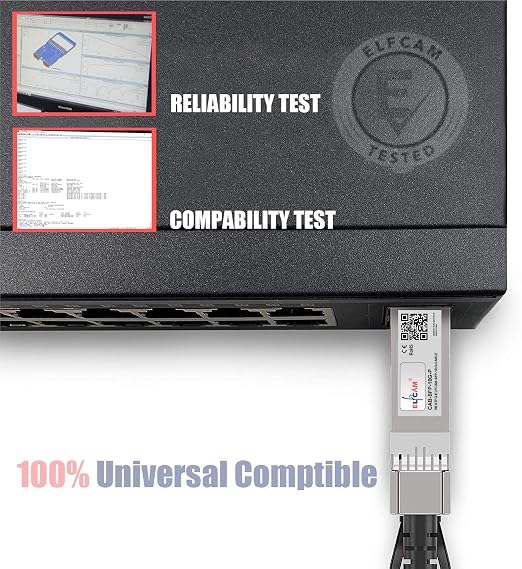 Elfcam® - 50m/164.04ft Fiber Optic Cable OM3 SFP+ to SFP+ AOC 10Gbps, Compatible - Image 4