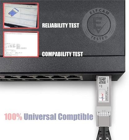 Elfcam® - 60m/196.85ft Fiber Optic Cable OM3 SFP+ to SFP+ AOC 10Gbps, Compatible - Image 4