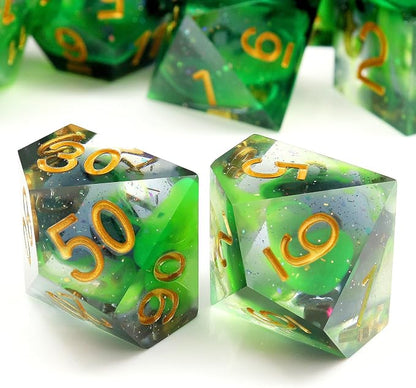 Haxtec Glitter DND Dice Set Sharp Edge Dice - Image 6