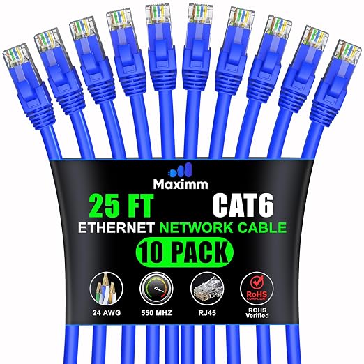 Maximm Cat 6 Ethernet Cable 25 ft by MaximmCable