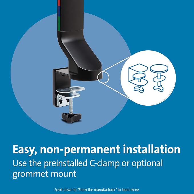 Kensington Single Monitor Desk Mount, C-clamp Vesa Stand Fits up to 32 inch - Image 5