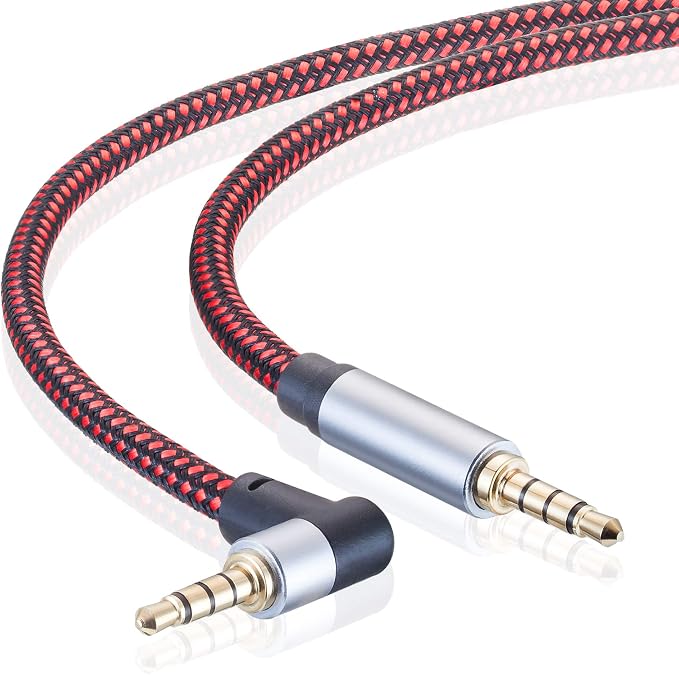 Male to Male Audio Cable 20Ft, 90 Degree TRRS 3.5mm 4 Pole Nylon Braided Stereo by Unknown
