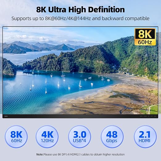 KVM Switch 3 Monitors 3 Computers 8K@60Hz 4K@144Hz, HDMI Dispalyport Triple - Image 4