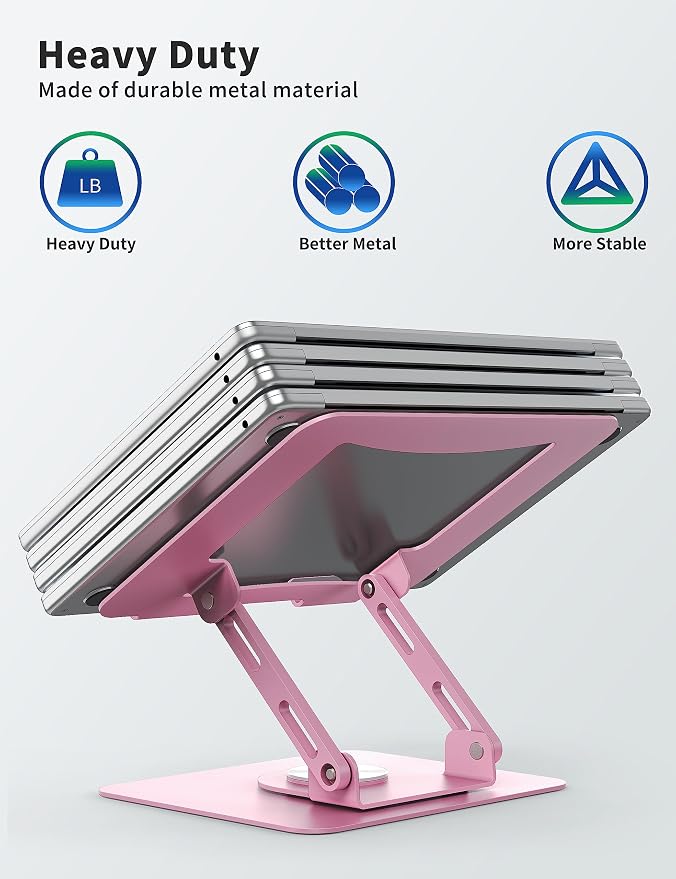 SOUNDANCE Laptop Stand with 360° Rotating Base, Ergonomic Computer Riser - Image 5