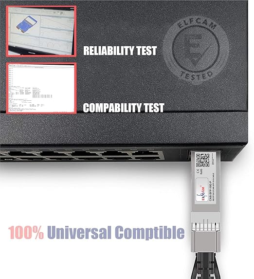 Elfcam® - 25m Fibre Optic Cable OM3 SFP+ to SFP+ AOC 10 Gbps, Compatible - Image 4