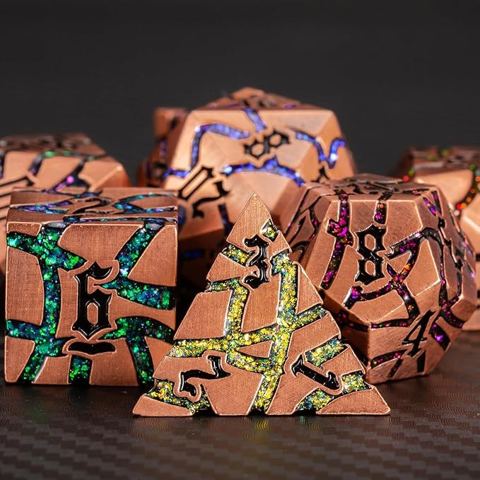DND Metal Dice Set, Polyehdral Dice Set - Image 3