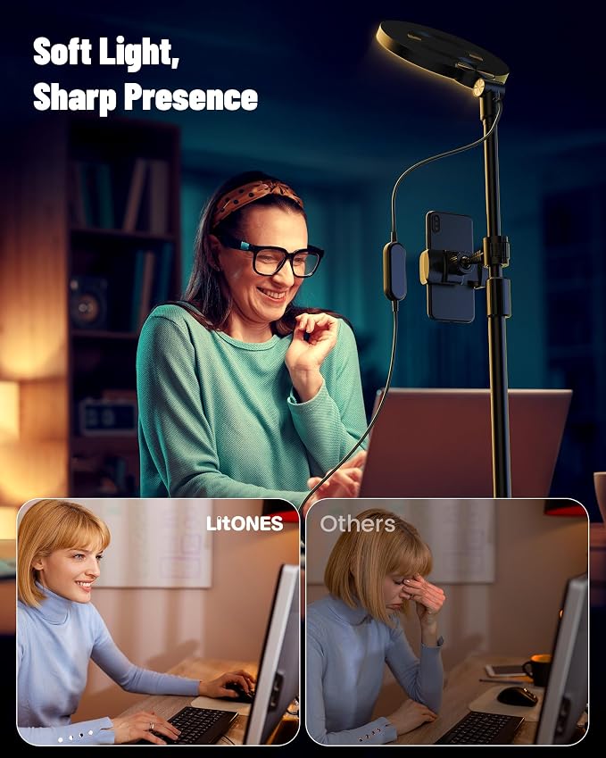 Desk Ring Light with Stand, Adjustable Desktop Light with Phone Holder - Image 2