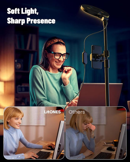 Desk Ring Light with Stand, Adjustable Desktop Light with Phone Holder - Image 2