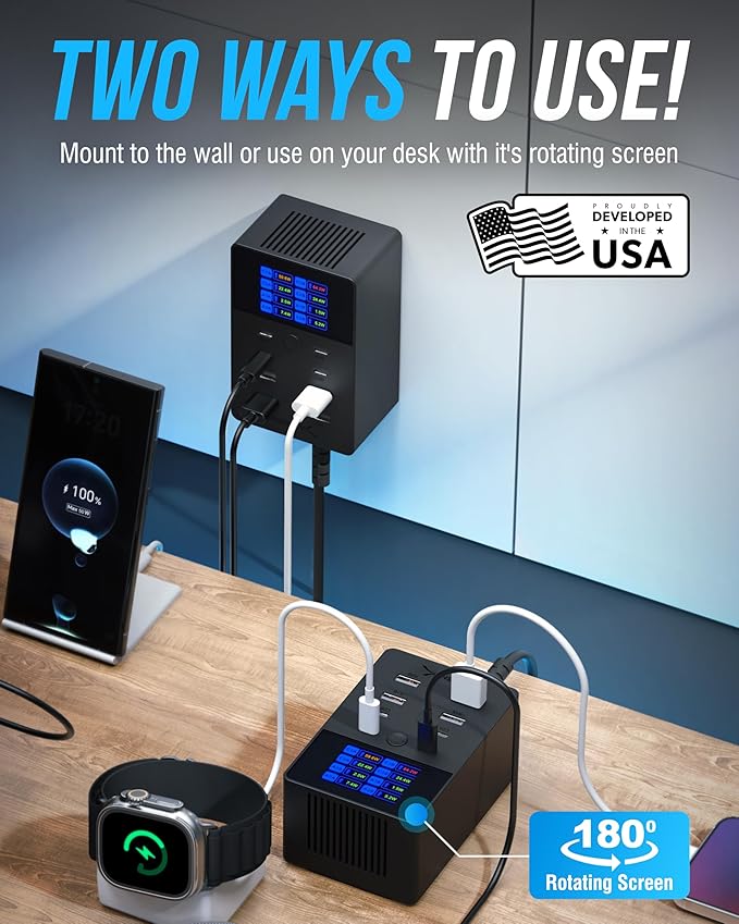 SABRENT VOLTIK Charging Station, 252W 8-Port USB C and USB A Desktop Charger - Image 2