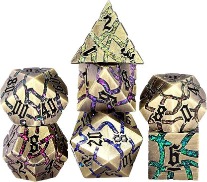 Metal DND Dice Set, Glitter Crack Dice Set by Maywin