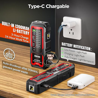AMPCOM Rechargeable Tone Generator and Probe Kit, Wire Tracker & Cable Tracer - Image 3