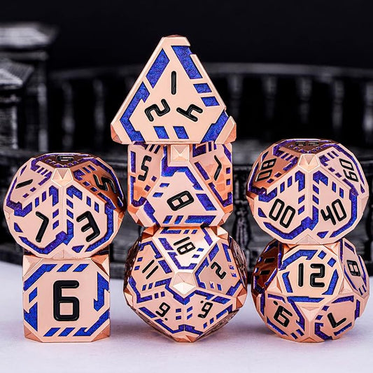 Metal DND Sci-fi Dice Set 7PCS Stripe Polyhedral Dice - Image 2
