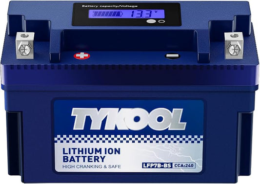 TYKOOL YT7B-BS, 240 CCA, 3X Cranking Amps, 5X Life, High Performance Lithium by TYKOOL