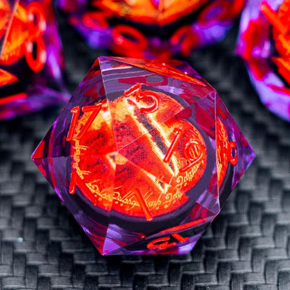 ARUOHHA DND Resin Dice Gazes Eye Dice Purple Red Liquid Core Flaming RPG Sharp by ARUOHHA