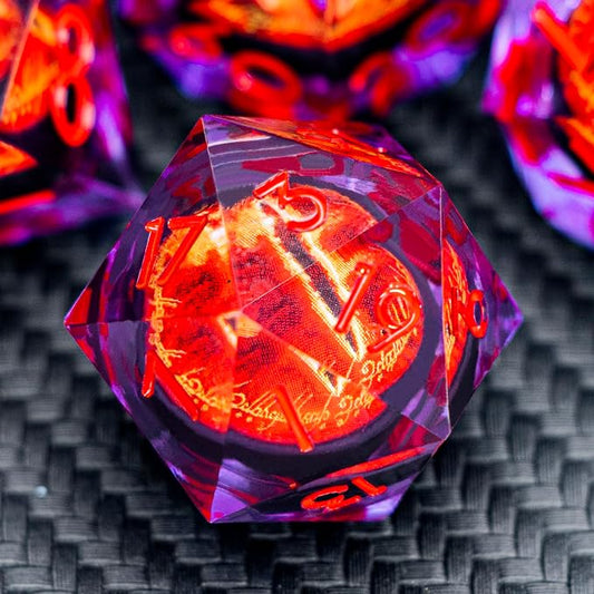 ARUOHHA DND Resin Dice Gazes Eye Dice Purple Red Liquid Core Flaming RPG Sharp by ARUOHHA