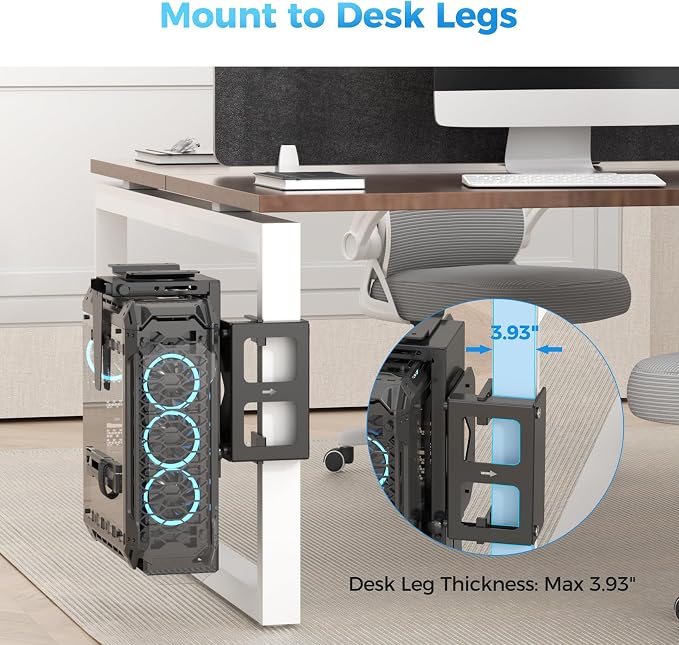 Suptek Clamp-on Desk or Desk Leg PC Mount, Adjustable Height and Width - Image 7