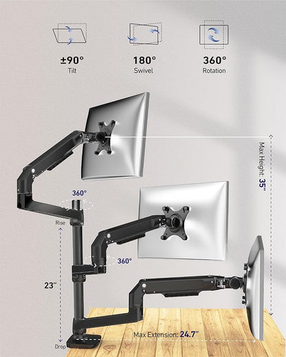 Triple Monitor Mount, Holds Screens up to 40 Inches and 25 lbs, Fully - Image 2