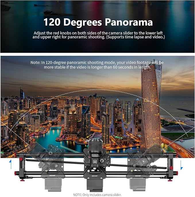 NEEWER 39.4”/100cm Motorized Camera Slider, App Wireless Control Carbon Fiber - Image 4