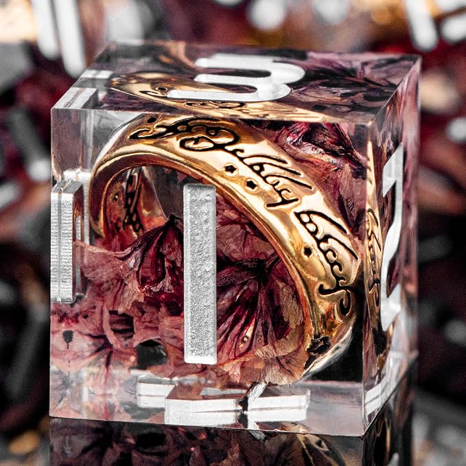 Magic Golden Ring DND Dice Set Sharp Edge Resin Dice by ORIFANTOU