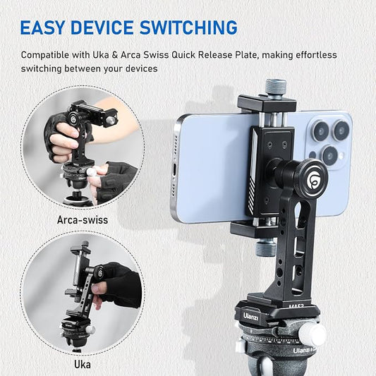 Ulanzi MA53 Metal Tripod Phone Mount, Smartphone Tripods Adapter - Image 2