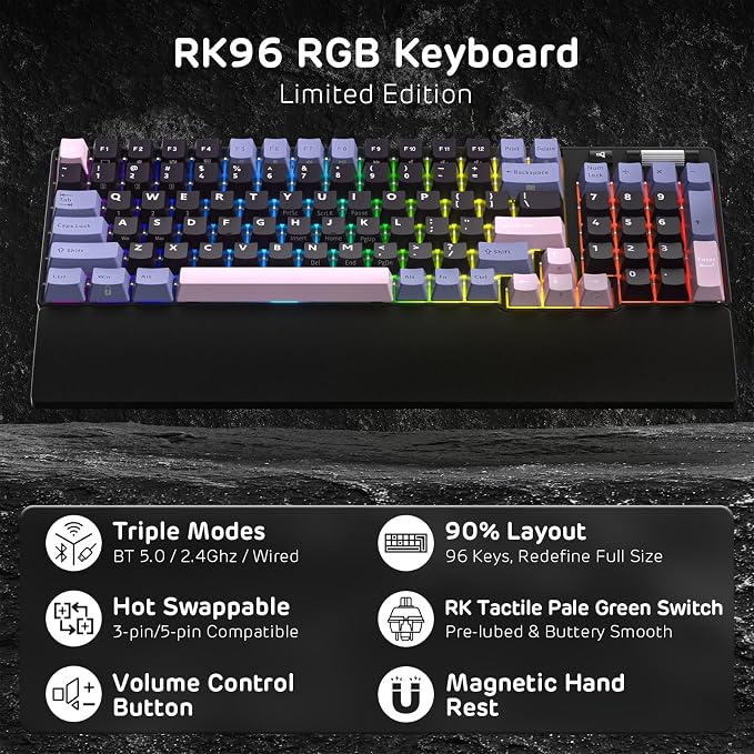 RK ROYAL KLUDGE RK96 RGB Limited Ed, 90% 96 Keys Wireless 3-Mode - Image 2