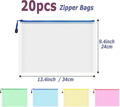 AUSTARK 20 Pcs Zipper File Bags, Plastic Mesh Pouch, Board Game Storage Bag - Image 2
