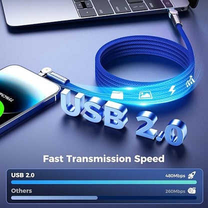 USB C to USB C Cable 10FT 240W, 180°Rotating USB C Cable Braided Type C Charger - Image 3