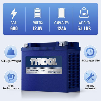TYKOOL YTX20L-BS/YTX20HL/YB16CL-B High Performance LiFePO4 Lithium Motorcycle - Image 3