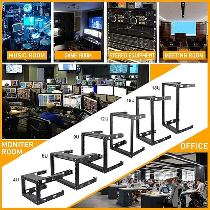 RIVECO 12U 19" Wall Mount Server Rack – 17.7" Deep 2 Post Open Frame Cabinet - Image 8