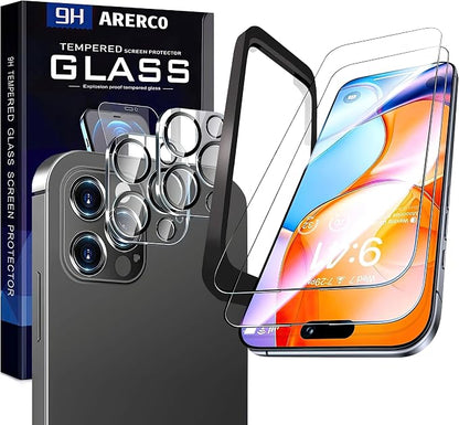 2 pack Full 9H+ 12FT Military Grade Glass Screen Protector by ARERCO