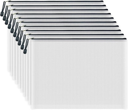 AUSTARK 10 Pcs Zipper File Bags, Waterproof Plastic Mesh Pouch by AUSTARK