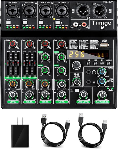 Professional 6-Channel Audio Mixer by Tiimge