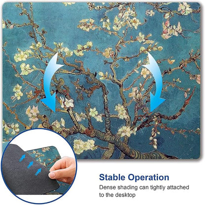 Almond Blossoms Van Gogh Mouse Pad, Oil Painting Flowers Mouse Mat, Square - Image 6