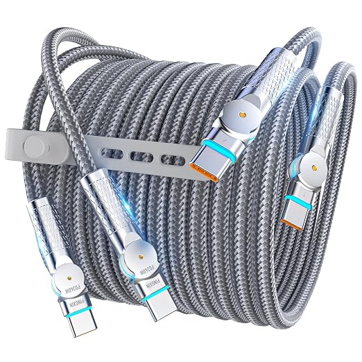 USB C to USB C Cable 6.6ft, 240W 2-Pack Braided 180°Rotating Type C Charging by PINGXIN