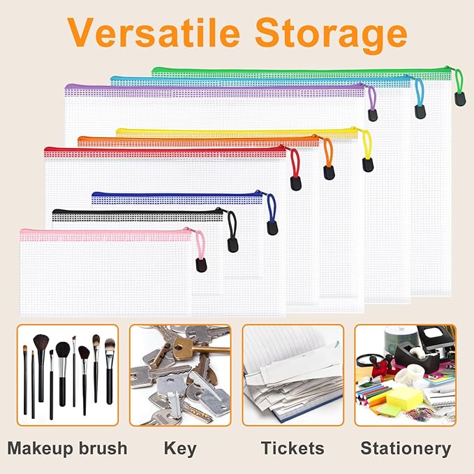 12pcs Mesh Zipper Pouch Bags, Waterproof A4 Letter Size Puzzle Bag - Image 6