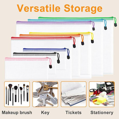 12pcs Mesh Zipper Pouch Bags, Waterproof A4 Letter Size Puzzle Bag - Image 6