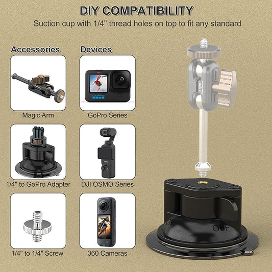 Suction Cup Mount, Windshield Suction Mount Bracket, Single Suction Base - Image 2