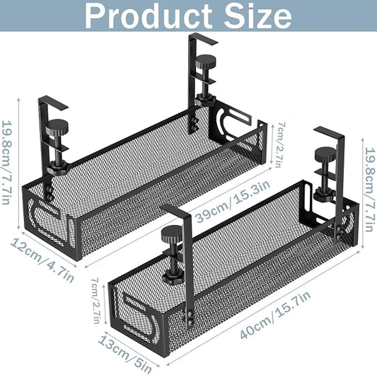 Cable Management, 2 Pack Cable Management Under Desk No Drill, Metal Cord - Image 2