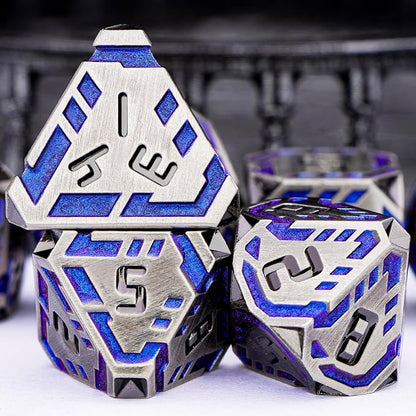 Metal DND Sci-fi Dice Set 7PCS Stripe Polyhedral Dice - Image 5