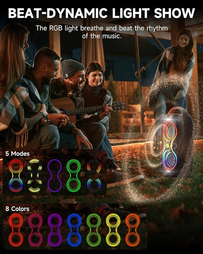 Wireless TWS Portable Bluetooth Speaker, Beat-Driven Lights, 120dB Loud Stereo - Image 3