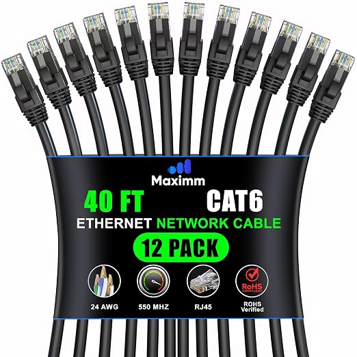Maximm Cat 6 Ethernet Cable - 40 ft - High-Speed LAN by MaximmCable