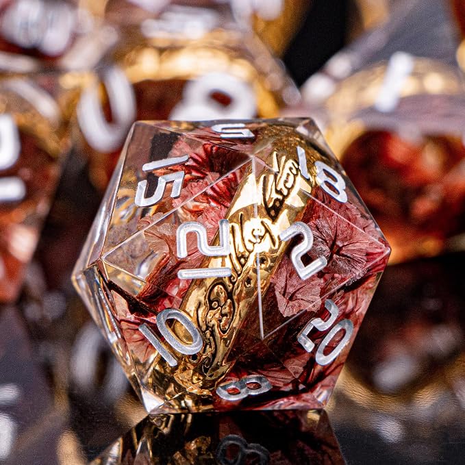 Magic Golden Ring DND Dice Set Sharp Edge Resin Dice - Image 3