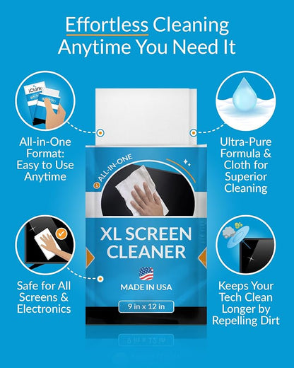iCloth XL Screen Cleaning Wipes, Lint-Free and Streak-Free, Fast-Drying - Image 5