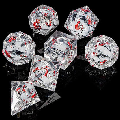 ARUOHHA DND Resin Dice Plum Blossom Liquid Core White Sharp Edge Dragons - Image 6