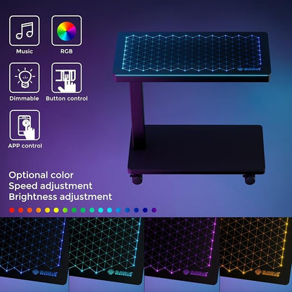 EUREKA ERGONOMIC Height Adjustable Computer Tower Stand, Illuminated Glass - Image 3