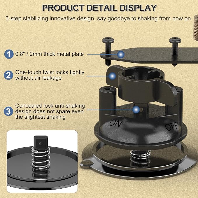 MINIFOCUS Dual Suction Cup Mount, Twist-Lock Dual Suction Cup Base - Image 4