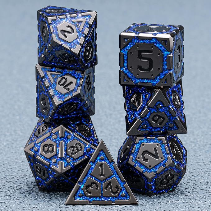 DND Metal Dice Set with Cracks, Polyhedral Dice - Image 7