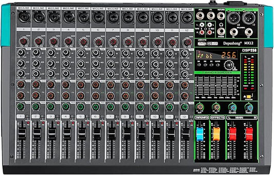 Depusheng MX12 12 Channel Sound Mixer Audio Mixing Console 48V 256DSP by Depusheng